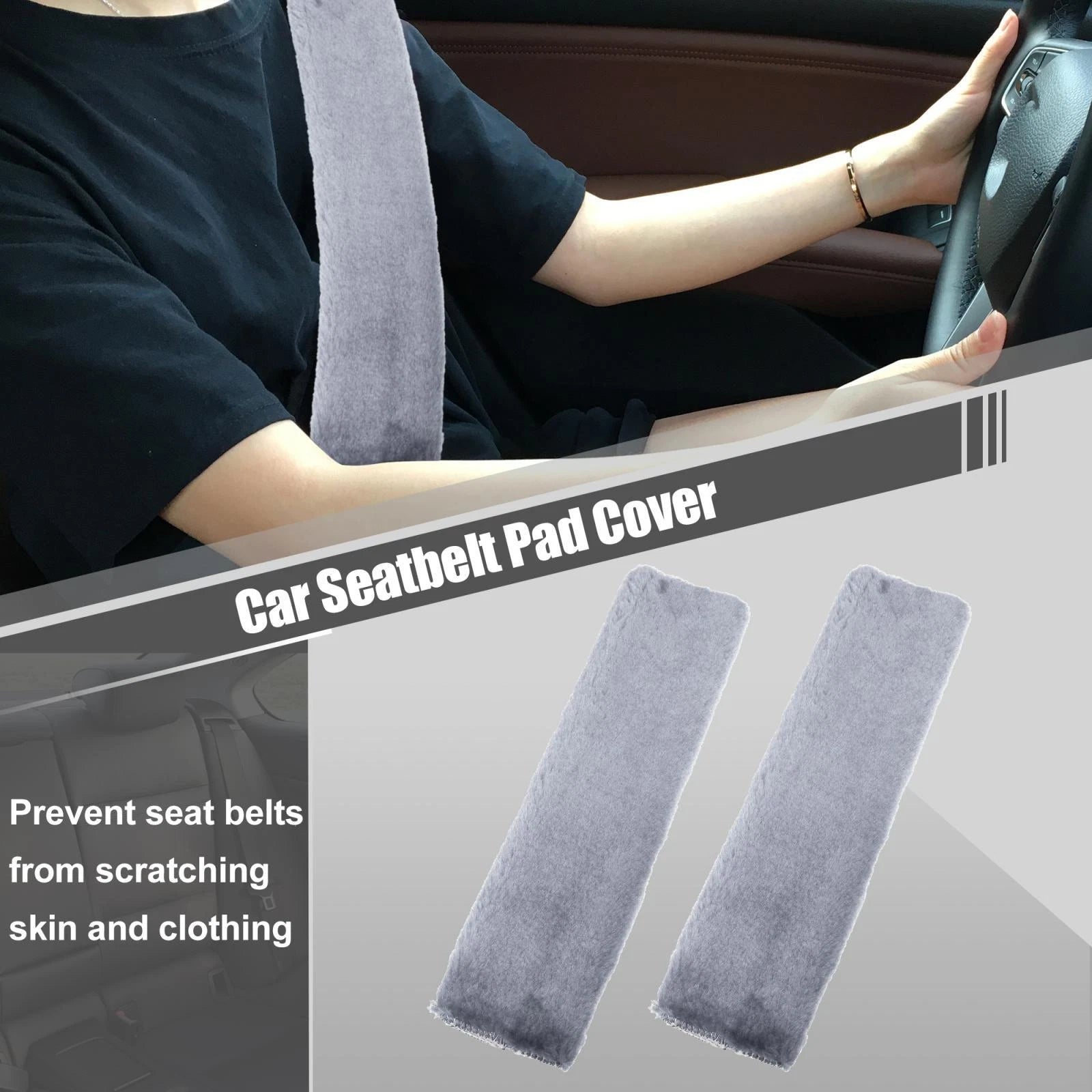 2 Pcs Seat Belt Covers for Universal Fit (Blue Gray)