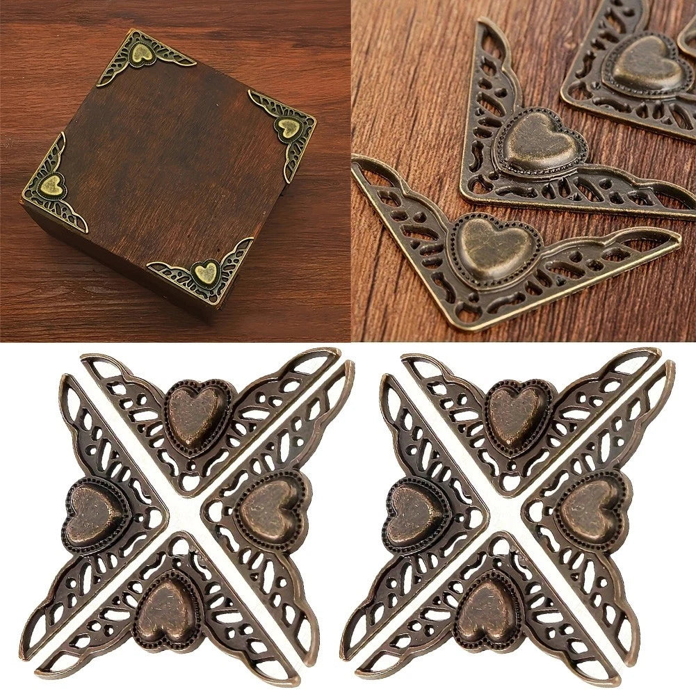 8PCS Antique Copper Corner Brackets for Furniture Protection