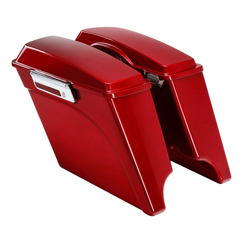 5" Stretched Red Saddlebag & Conversion Bracket for Harley Softail (1986–2017)
