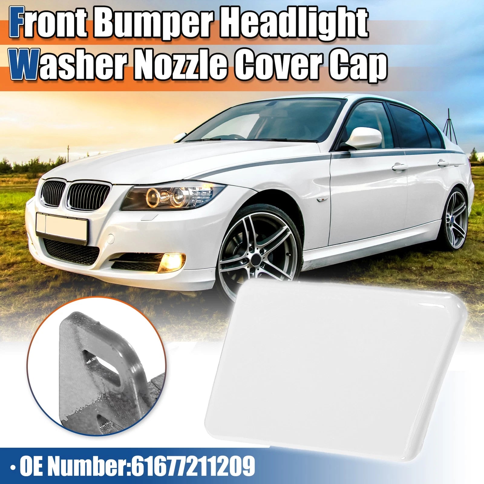 Left Side Front Headlight Washer Nozzle Cover for BMW 3 Series E90 E91 (2005–2013)