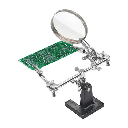 Soldering Stand with Helping Hand and 5x Magnifying Glass for Precision Work