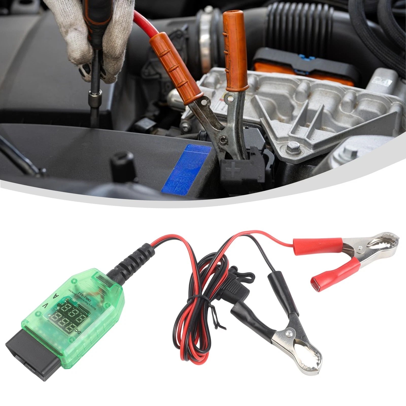 OBD Battery Memory Saver Clip with Digital Voltage Display for Universal