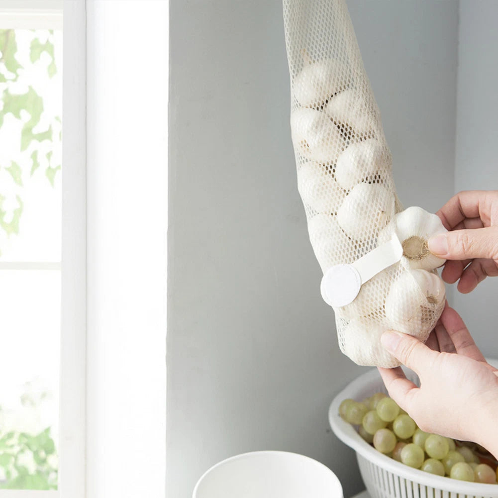 3 Pack Mesh Onion Garlic Storage Bags for Kitchen Wall Hanging
