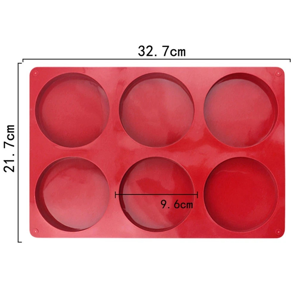 6 Cavity Silicone Round Cake Mold for Easy DIY Baking and Chocolate Making
