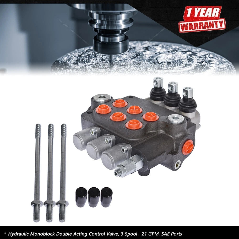Hydraulic Monoblock Double Acting Control Valve 3 Spool for