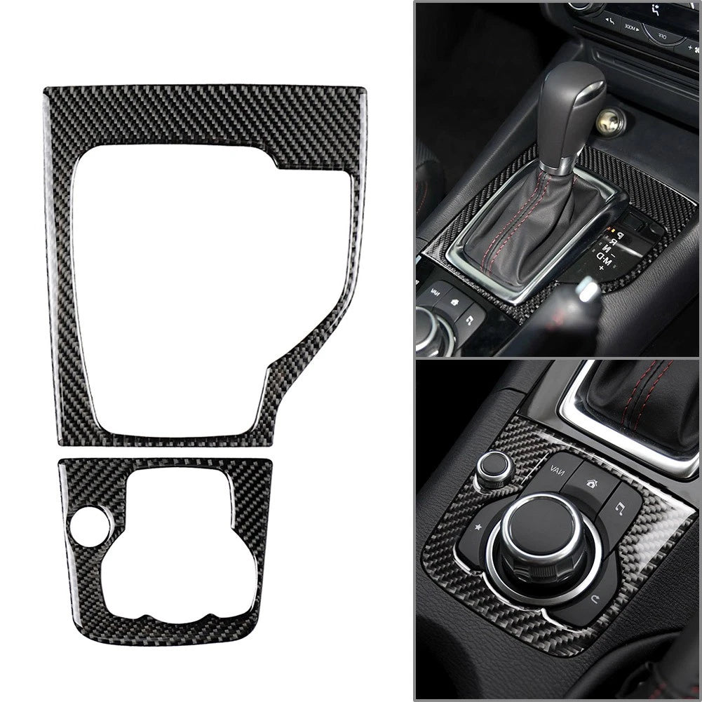 Carbon Fiber Inner Gear Shift Panel Frame Cover Trim For Mazda 3 Axela 2013-2018