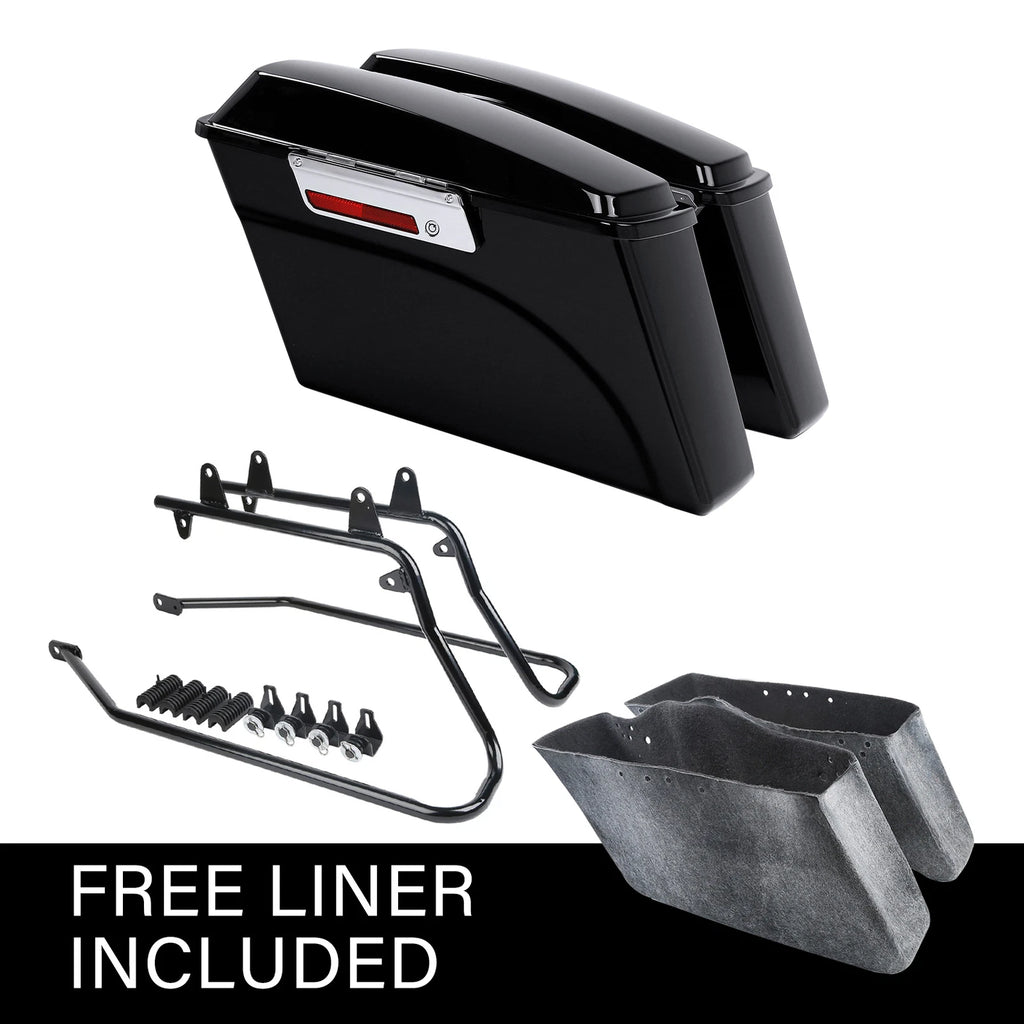 Hard Saddlebags with Black Conversion Brackets for Harley Softail