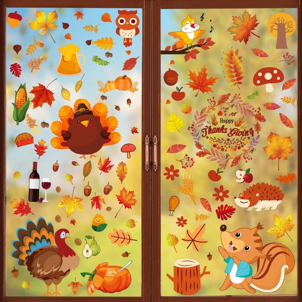68 Pieces Waterproof PVC Autumn Maple Leaf Window Stickers