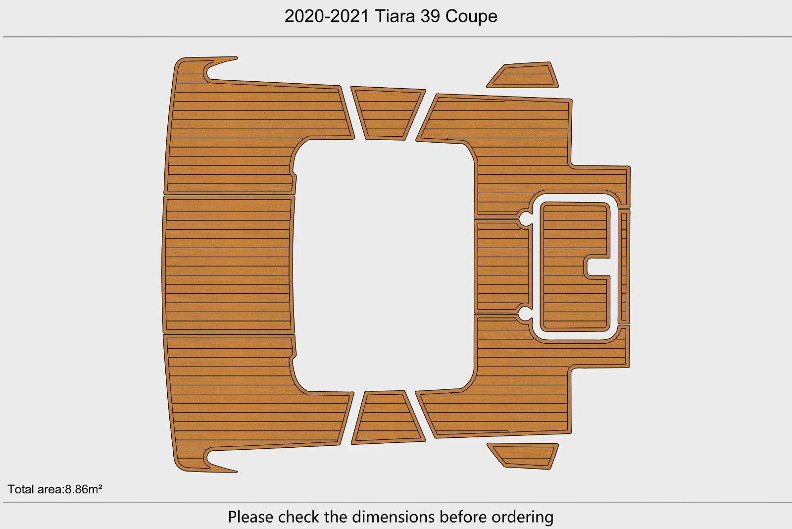 EVA Foam Faux Teak Deck Flooring Mat for Tiara 39 Coupe (2020–2021)