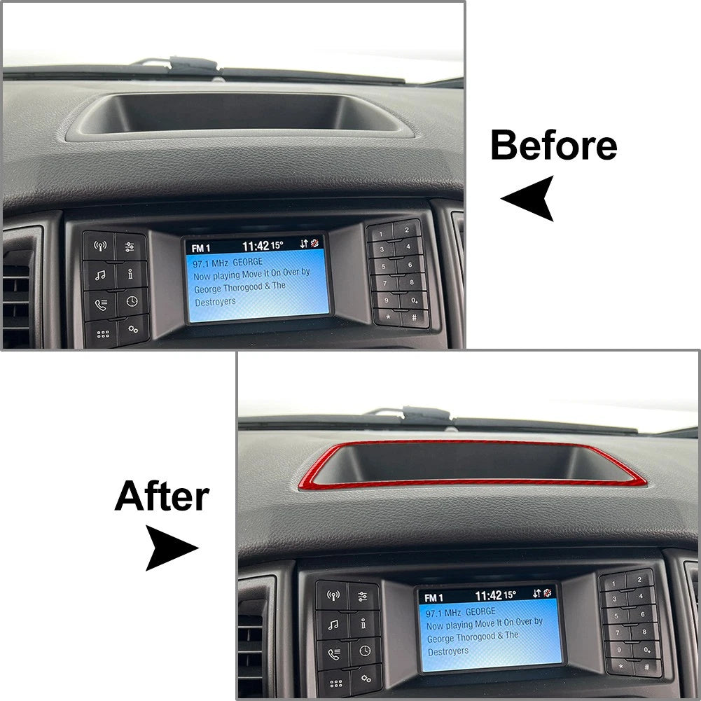 Carbon Fiber Dashboard Storage Box Cover Trim For Ford Ranger 2019-2022