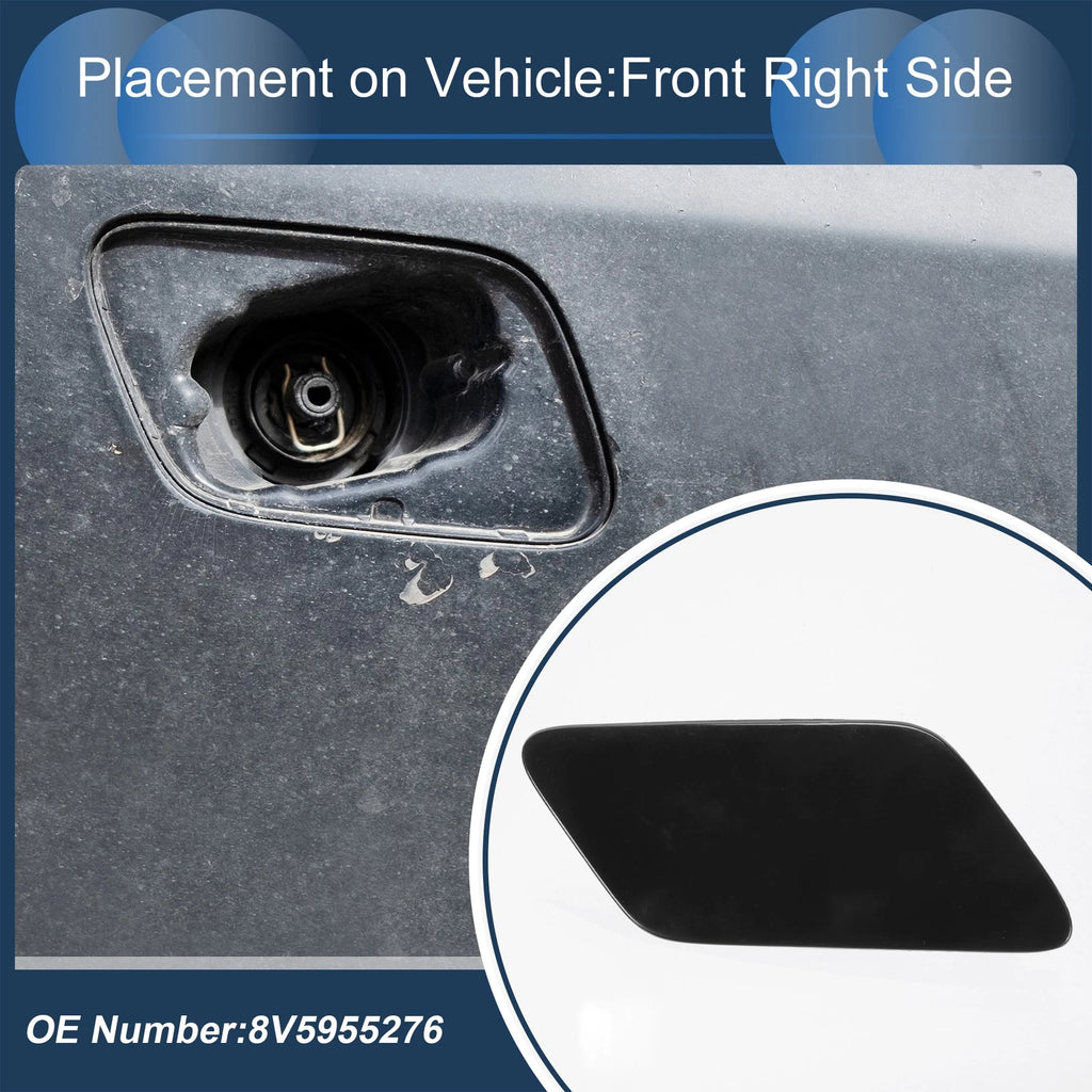 Front Right Washer Nozzle Cover Cap for Audi A3 8V (2013–2016) Black 1 Pcs