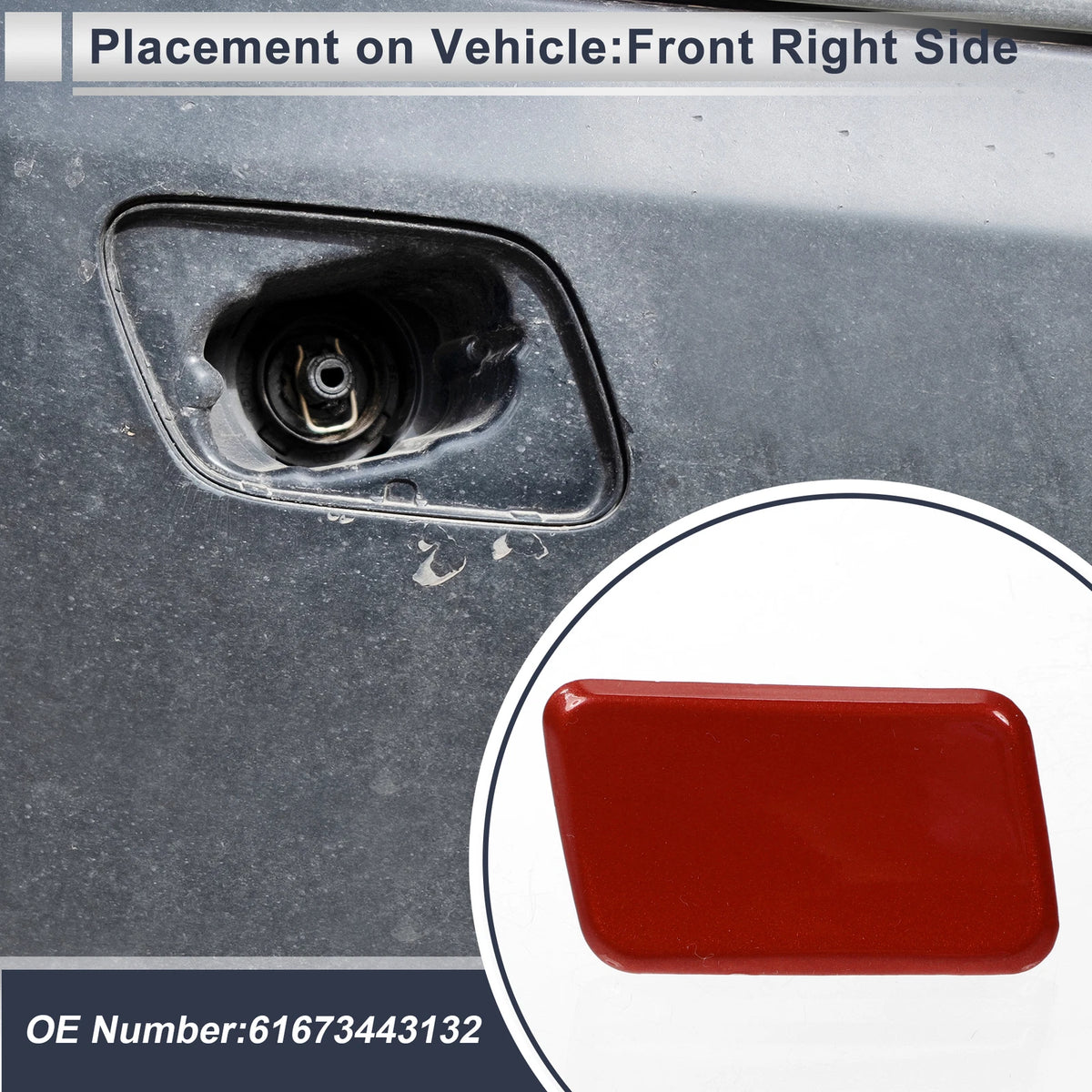 Bumper Headlight Washer Nozzle Cover Cap for BMW X3 (2011–2017) Red