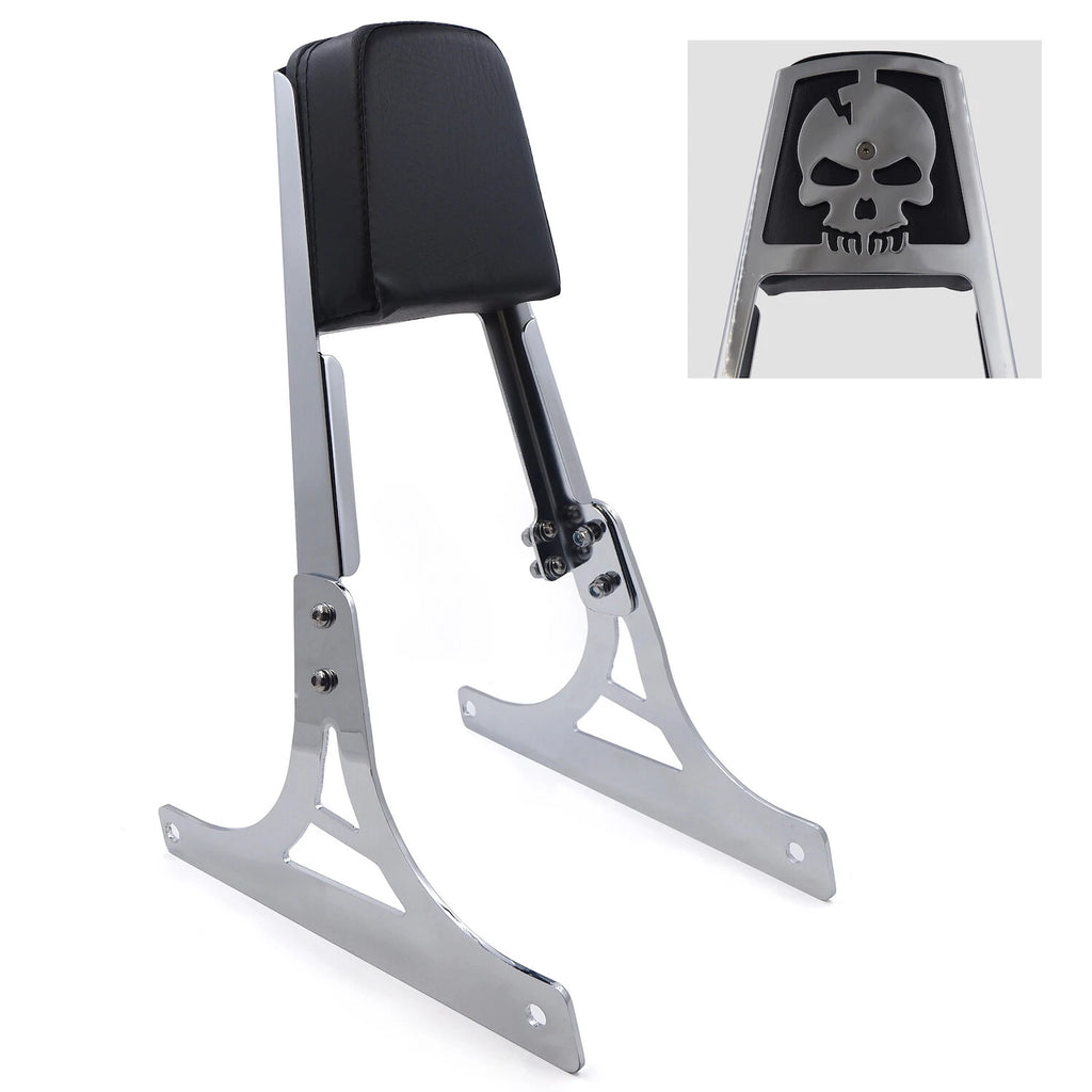 Chrome Skull Backrest Sissy Bar Leather Pad for Softail FLSTSC FXST FXSTB FXSTS (2000–2017)