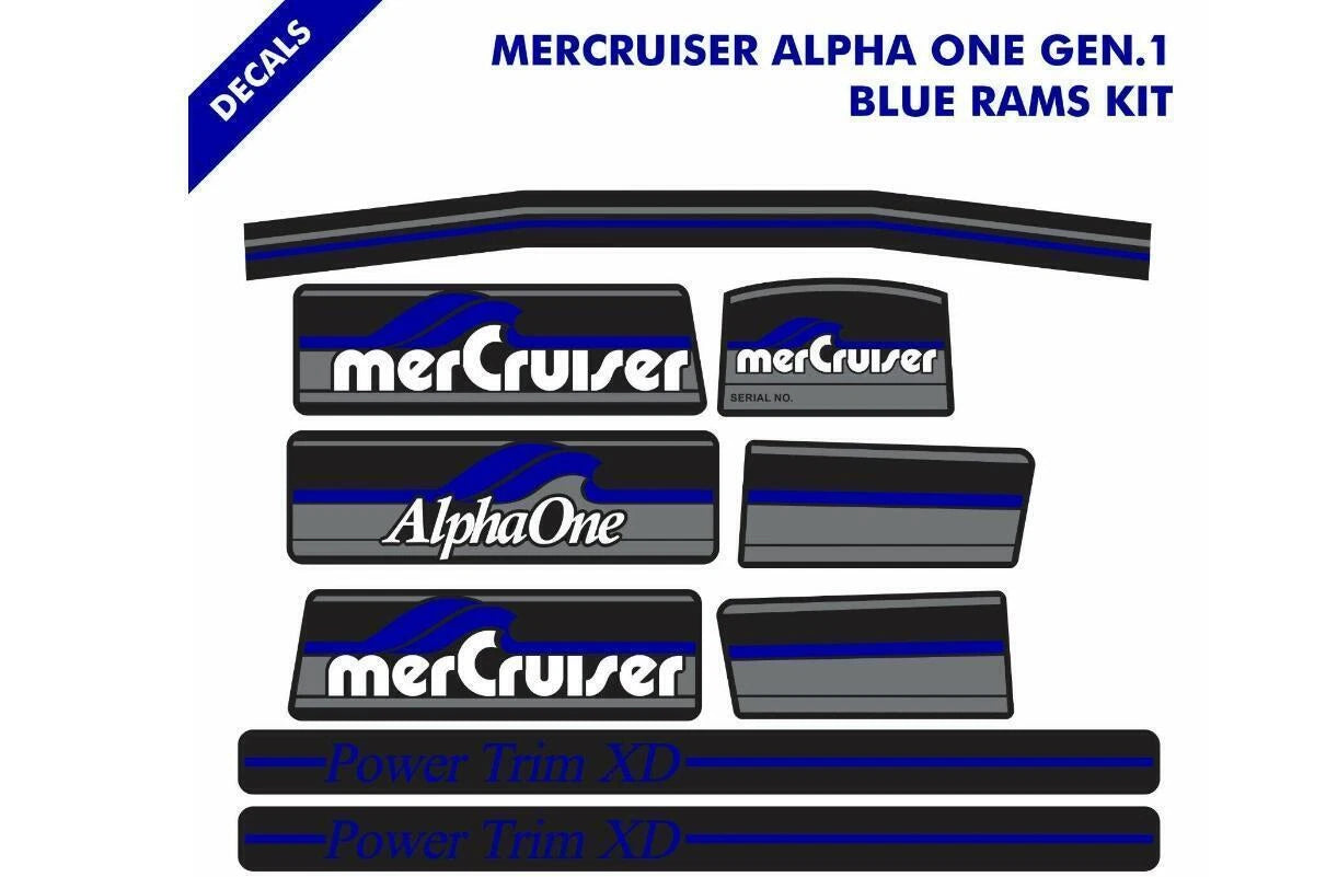 Complete Decals Kit for Mercruiser Alpha One Gen.1 (2016) - Blue Rams