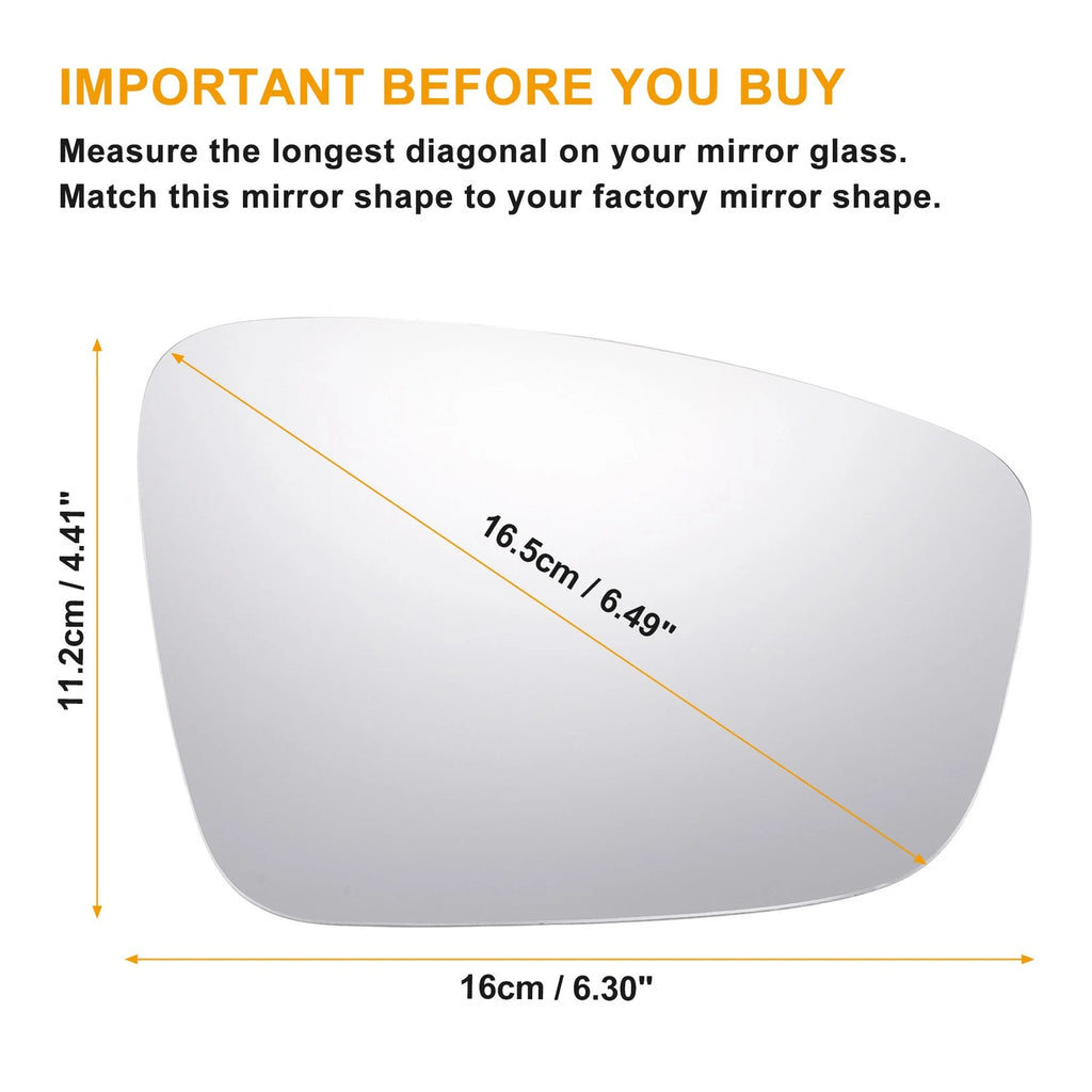 Heated Mirror Glass Replacement Rear for Volkswagen Beetle Jetta Passat (2006–2015)