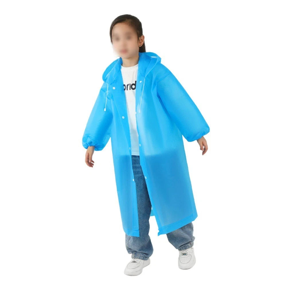 Transparent Long Raincoat for Children - Reusable Full Coverage Design