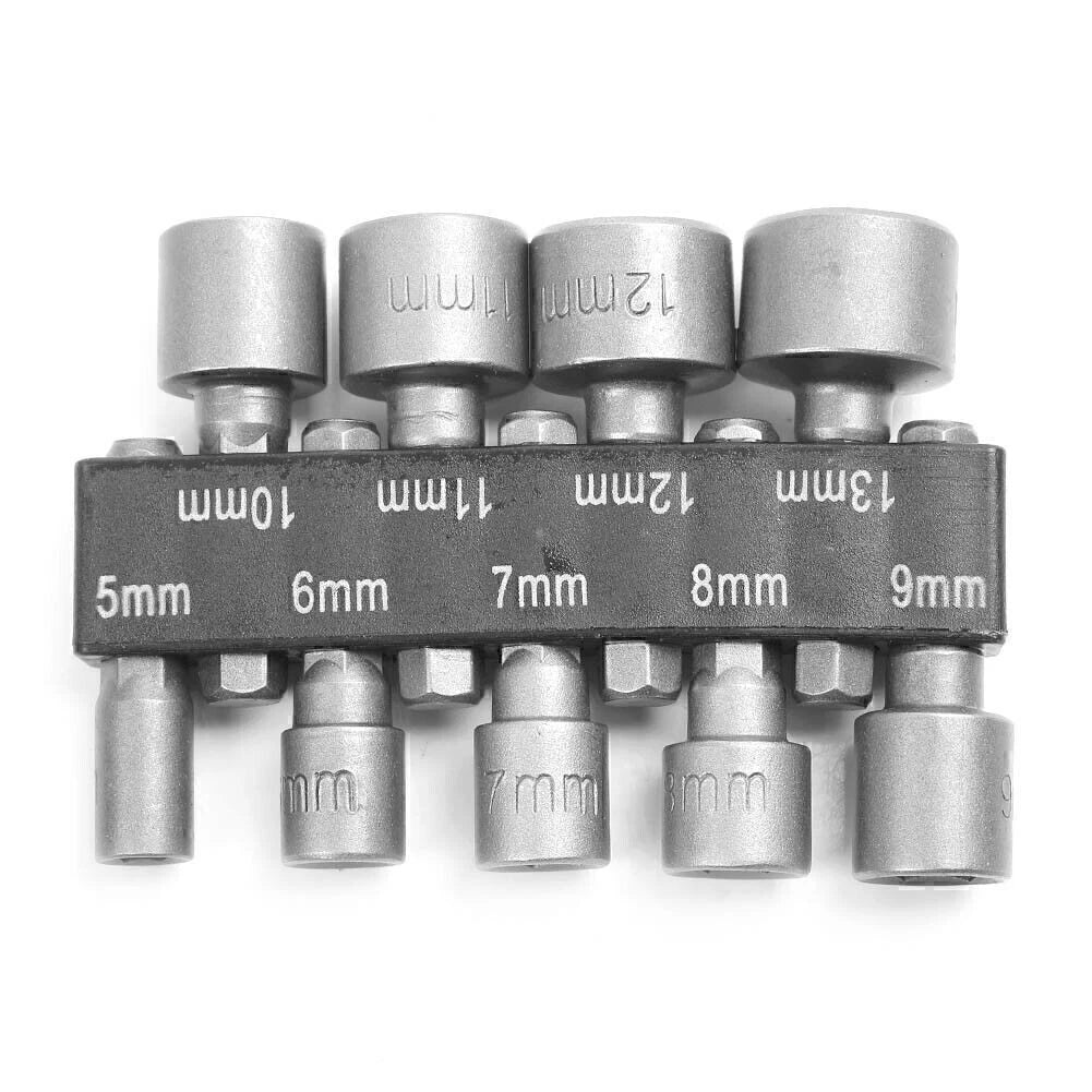 9-Piece Power Nut Driver Hex Shank Drill Bit Adapter Socket Wrench Set