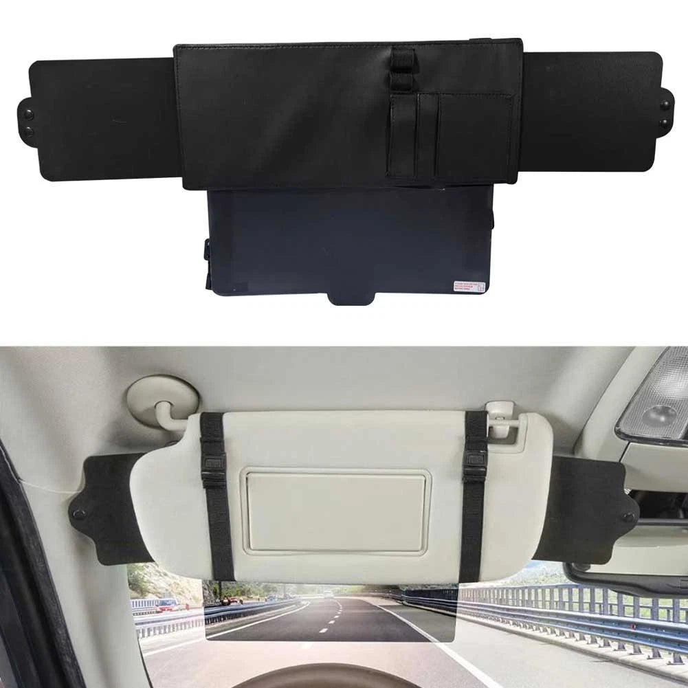 Adjustable Car Sun Visor Extension with Non-Slip Retractable Band Black