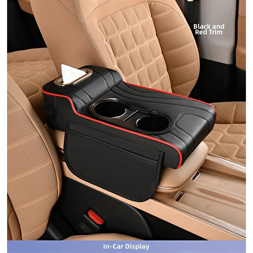 Armrest Cover for Car (Leather, Heightening Pad, Storage Bag)