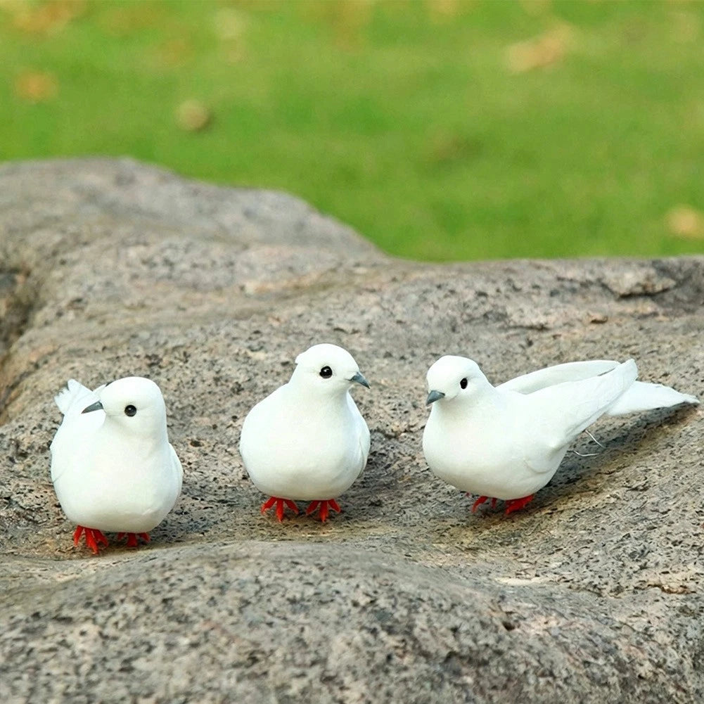 12 Piece White Dove Ornament Set for Home Garden Display