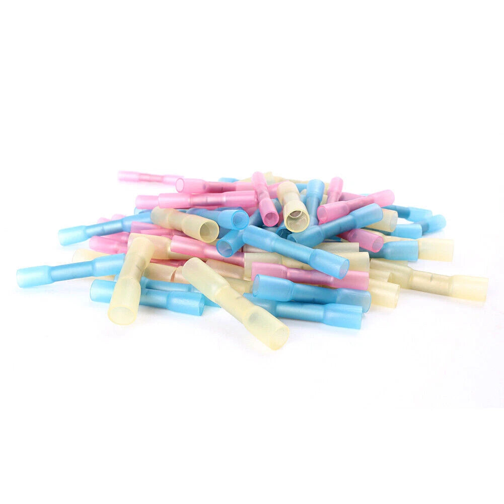 Cable Connector Heat Shrink Butt Electrical Wire Splice Terminal Red Yellow Blue
