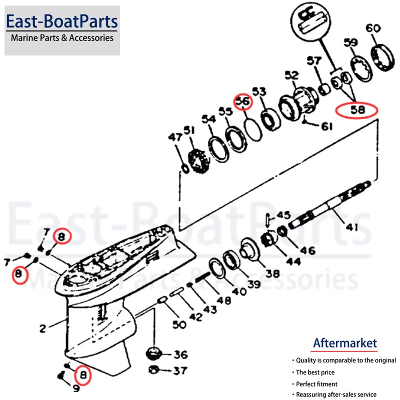 Lower Unit Gearcase Seal Kit for Yamaha Outboard (93101-22M00, 931-0122M-00)