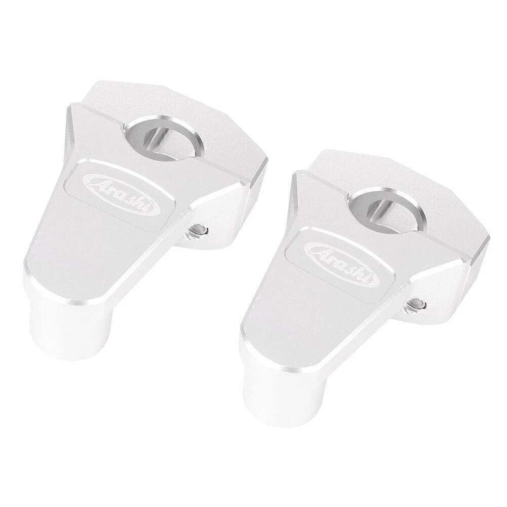 Set of 2 Handlebar Mount Clamp Risers for Motorcycle (7/8" 22mm) Silver