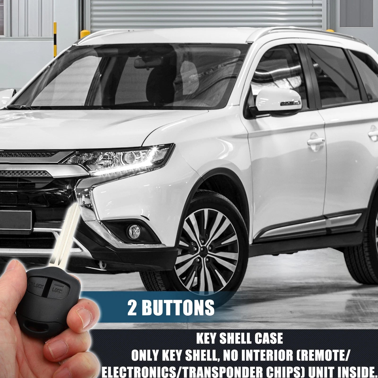 Keyless Entry Remote Key Shell Cover for Mitsubishi with 2 Buttons (No Chip)