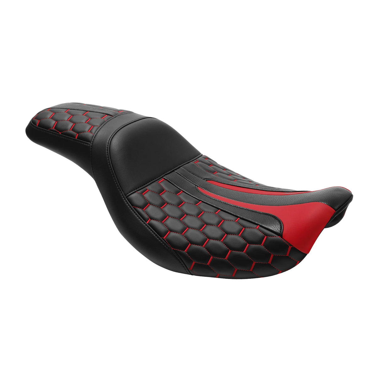Two-Up Seat for Harley Dyna Street Fat Bob (2006–2017) - Black Red Rider