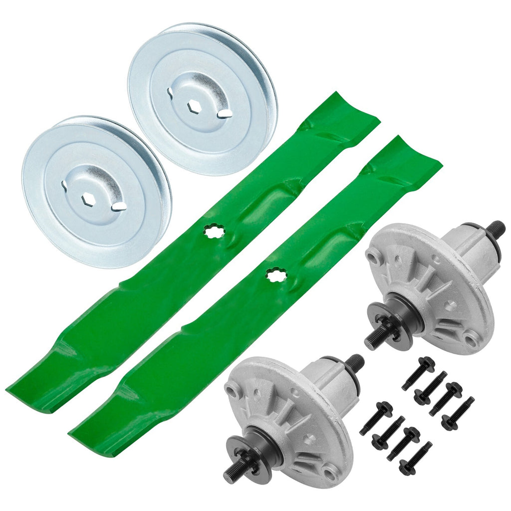 Deck Spindle Pulley and Blade Replacement Kit for John Deere X300 X304 (2008–2014)