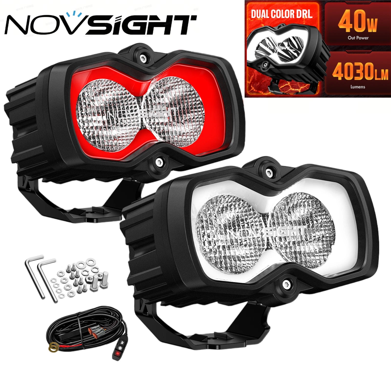 2X 4.5" LED Pod Work Flood Light for Jeep SUV (Off Road)