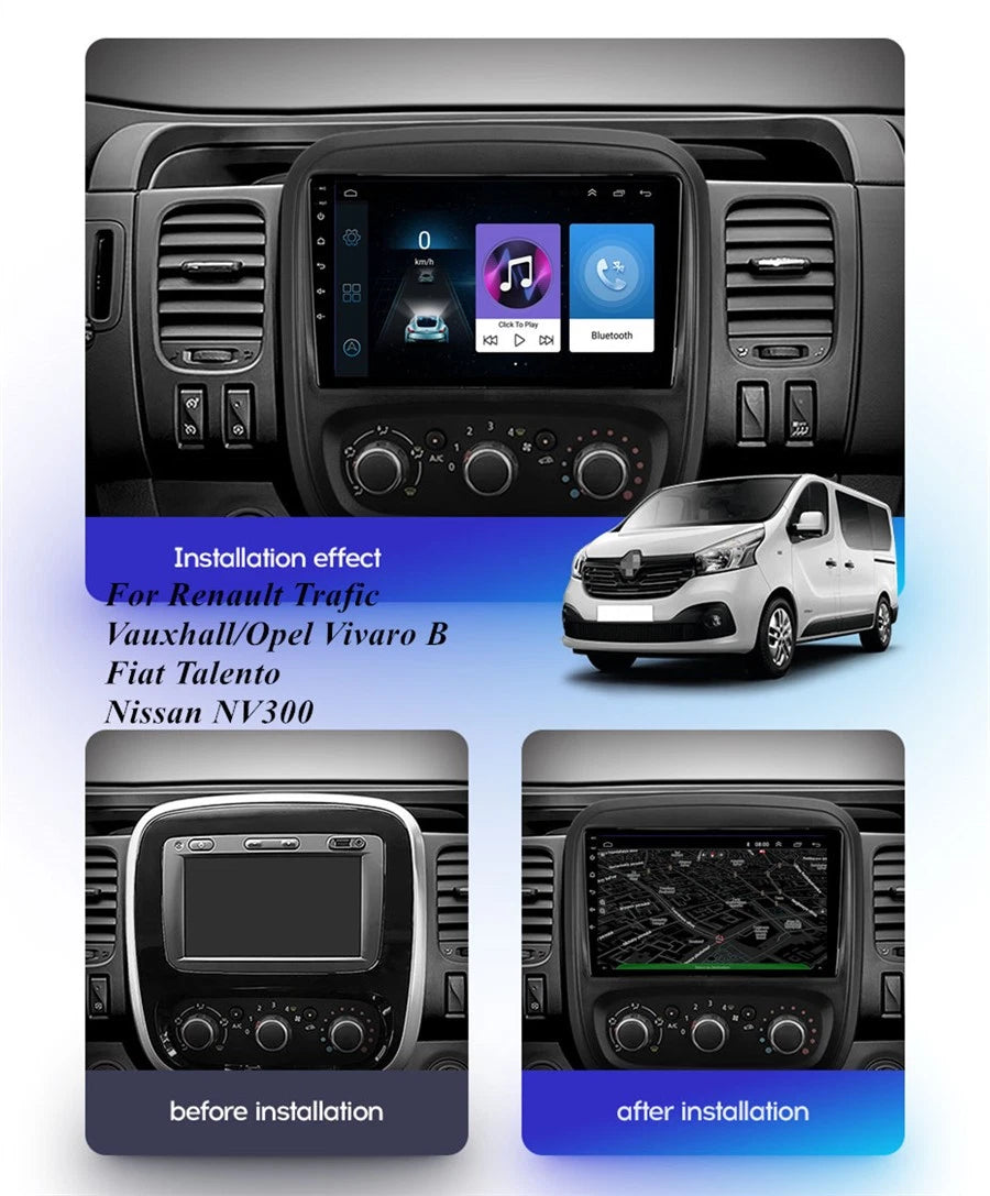 9" Carplay Stereo Radio GPS Nav Head Unit for Renault Trafic 3 (2014–2021)