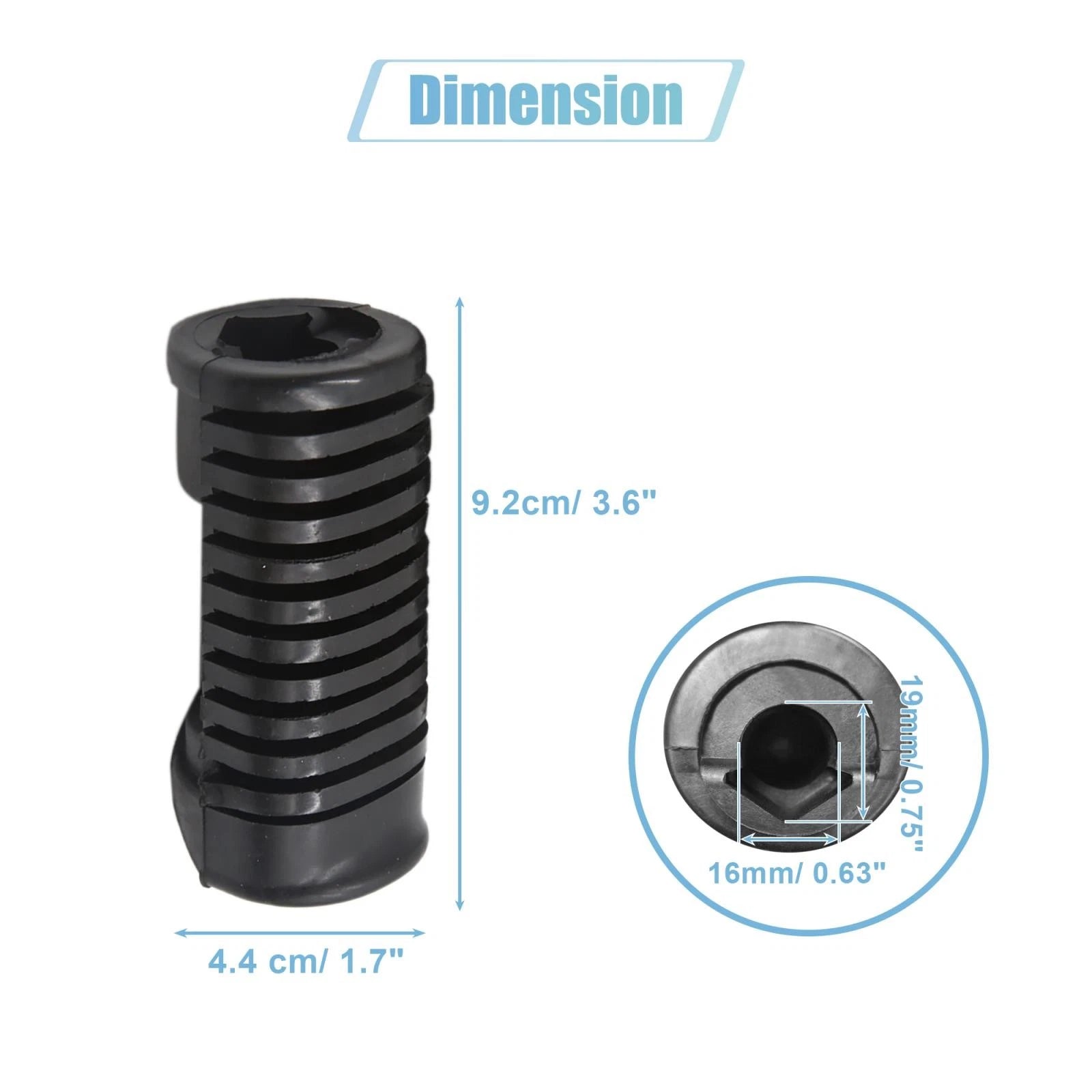 Pair Motorcycle Footpeg Rubber 16mm 19mm Replacement for Universal (—)