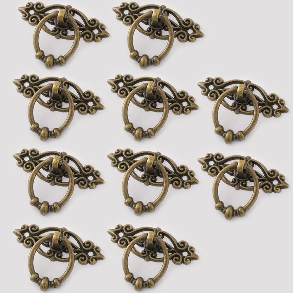 10Pcs Pull Knob Ring Kitchen Bath Cabinet Door Drawer Hardware Handle Zinc Alloy