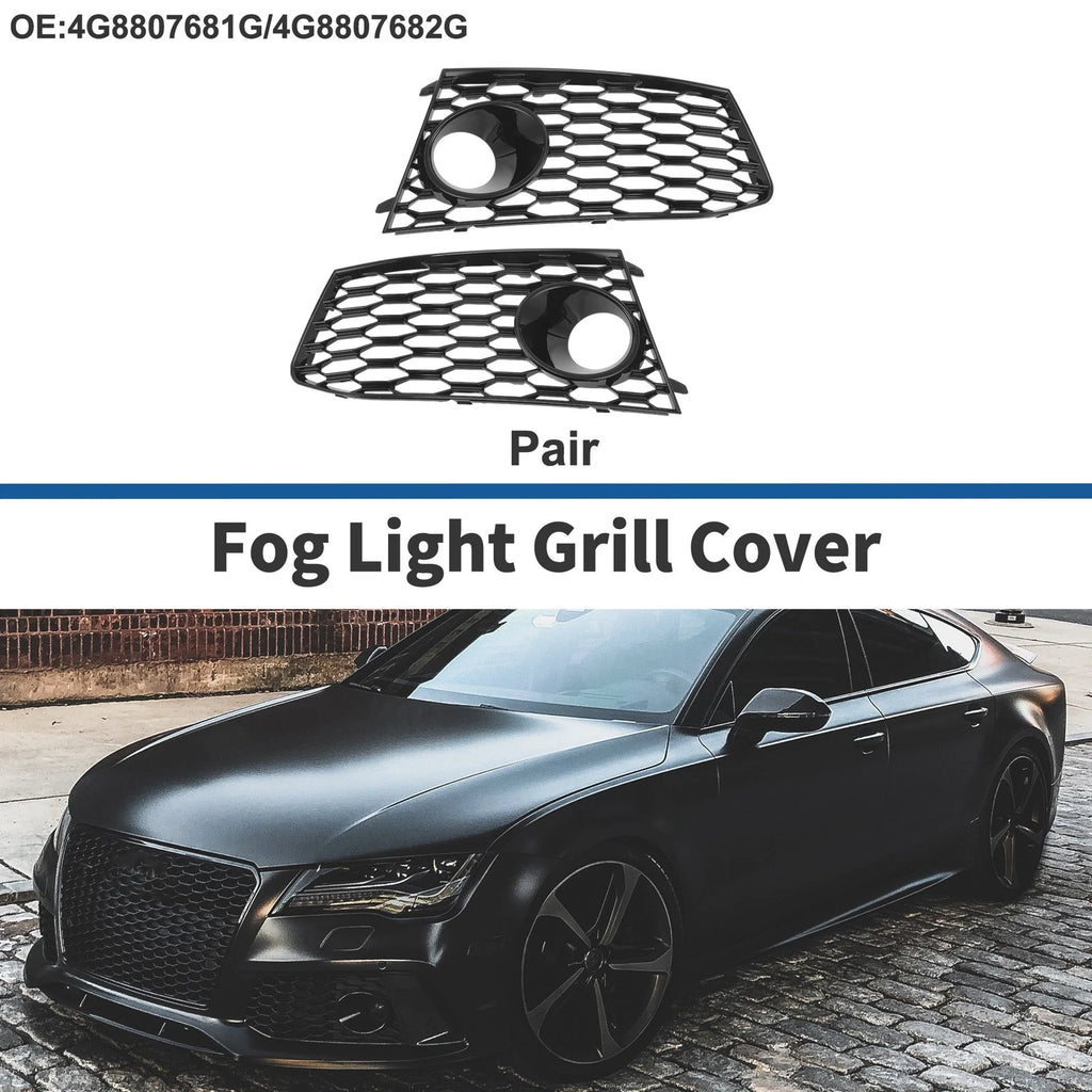 Pair Front Left Right Fog Light Grille for Audi RS7 (2014–2018)