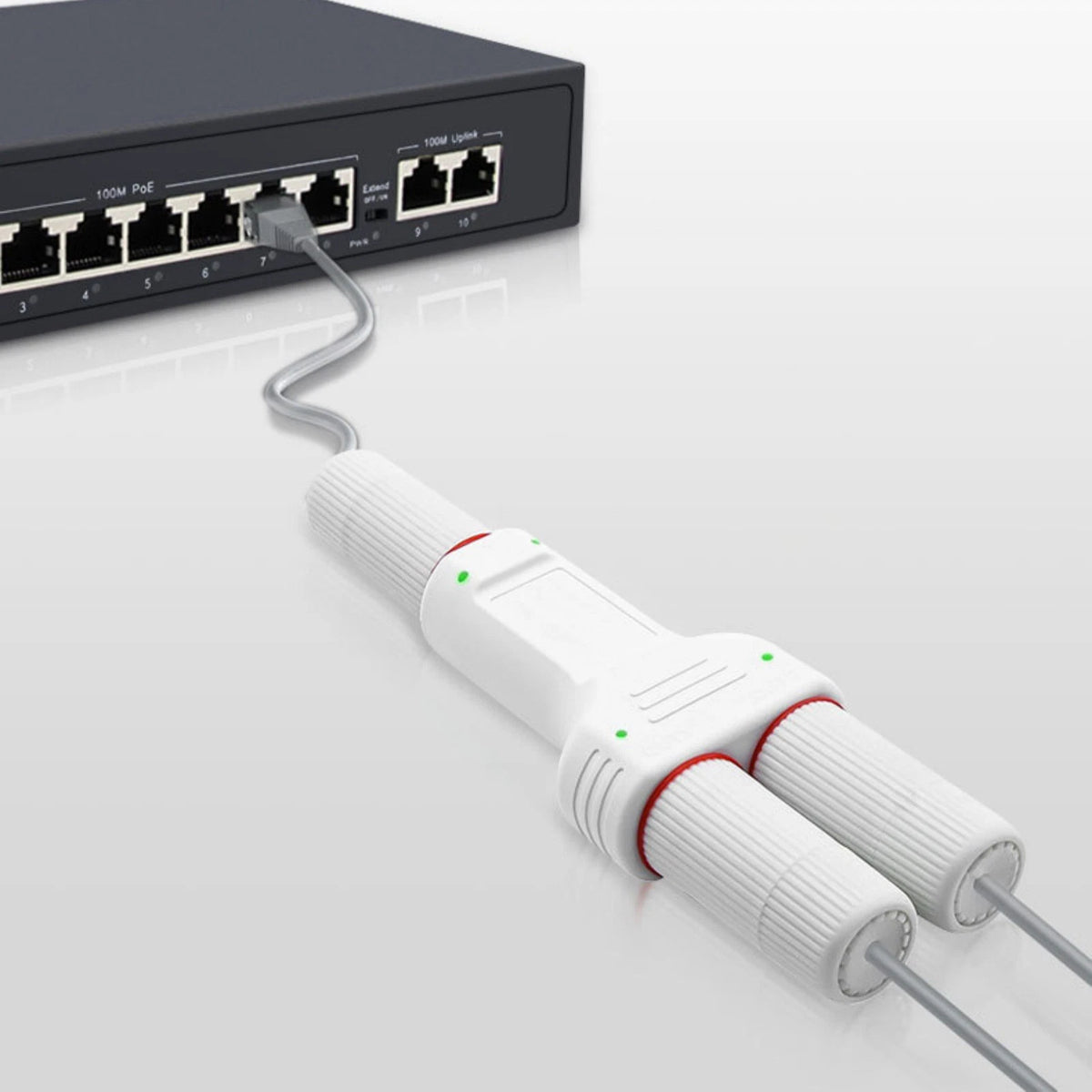 POE Repeater 1 in 2 Out for IEEE802.3af/at (IP66 Waterproof)