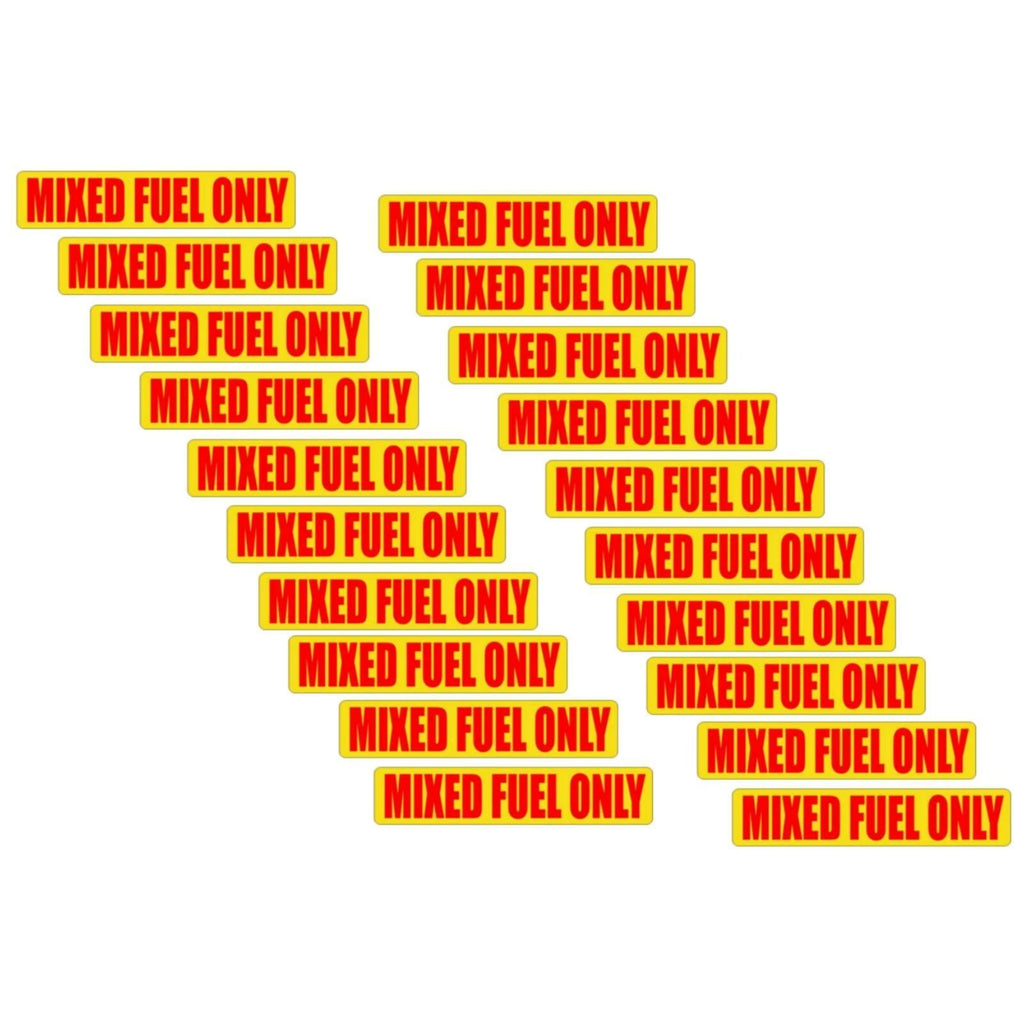 Mixed Fuel Only Vinyl Stickers for Motorcycle 2 Cycle (20 Pack)