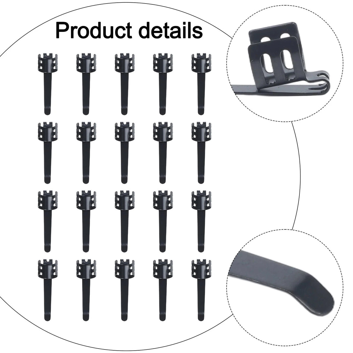 20 Pack Flashlight Pocket Clips for Pens (Rust Resistant Steel)