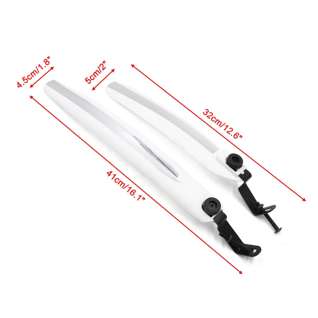 White Plastic Front Rear Mudguards Pair for Road Folding Bike Bicycle
