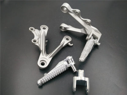Front Rider Foot Rest Pegs Brackets for Kawasaki ZX-6R (2009–2011) Silver