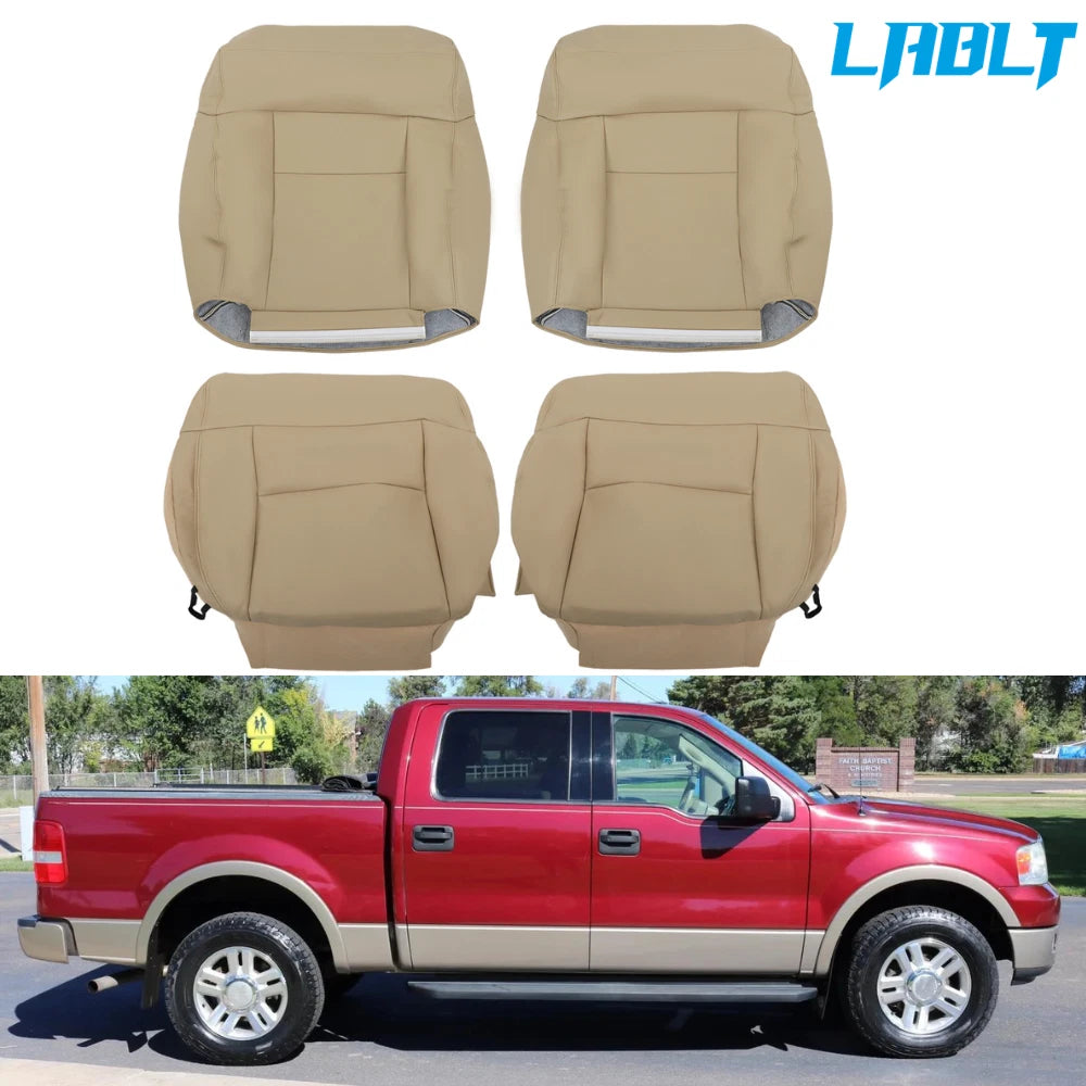 Leather Seat Cover for Ford F150 (2004–2008) - Tan, Front Bottom Lean Back
