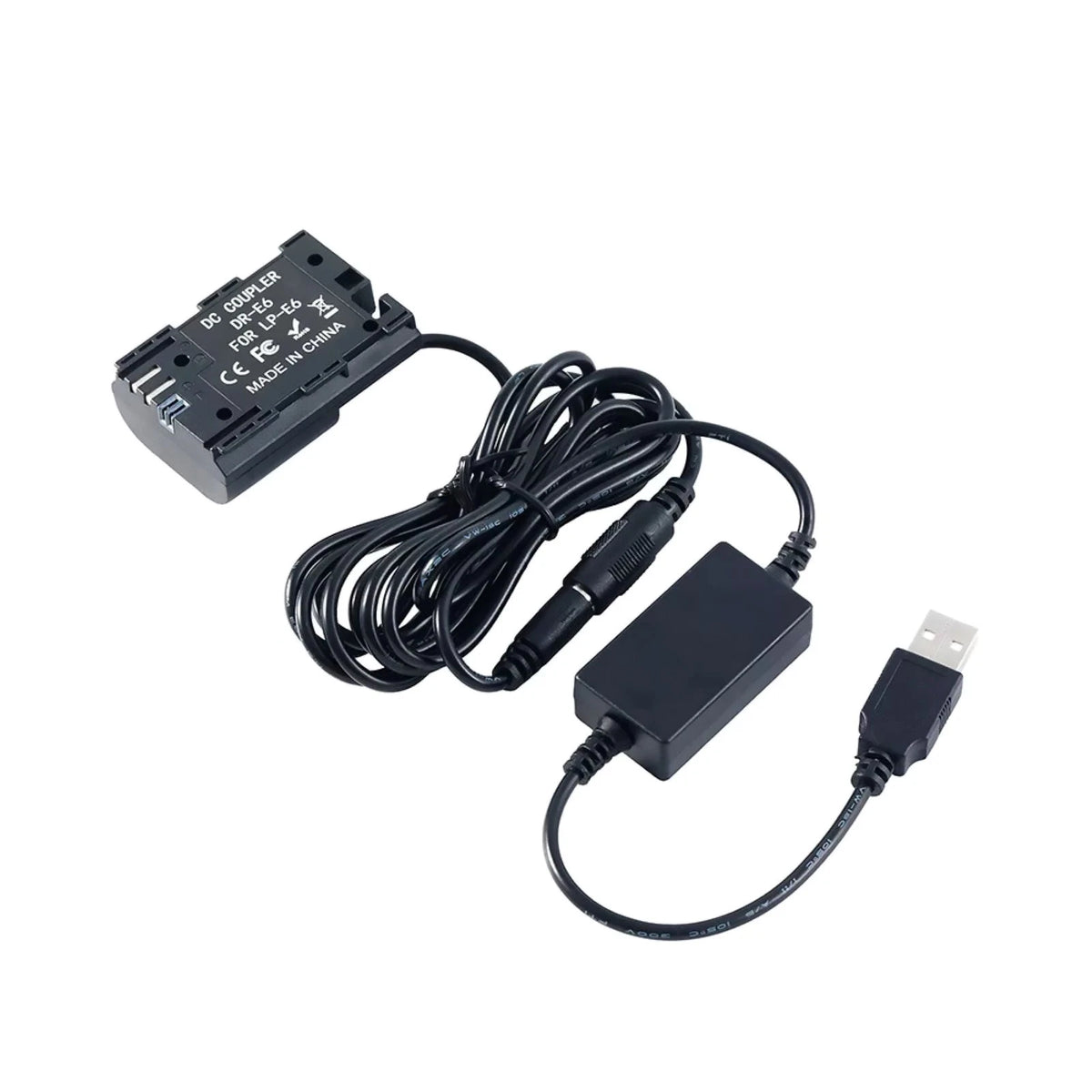 DC Coupler DR-E6 for Canon 90D 7D2 5D4 with USB Power Cable (1Pcs)