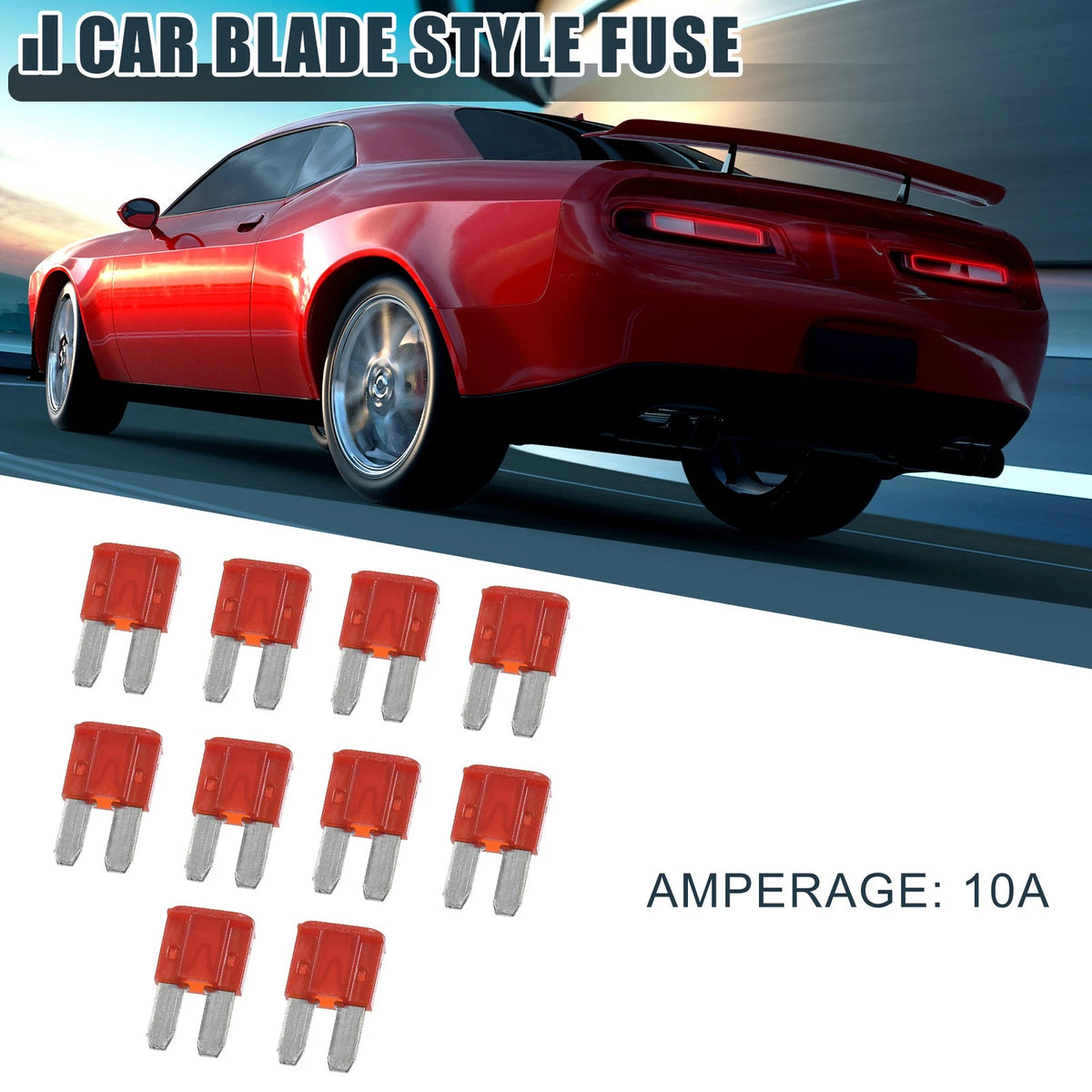 10pcs 10A Mini Blade Fuses for Boat Truck RV Motorcycle (Universal)