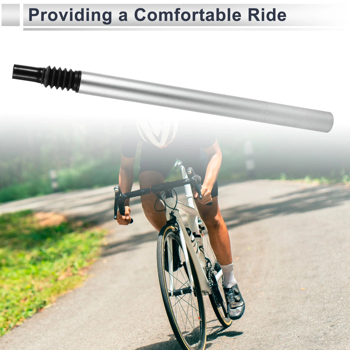 Bike Seat Post 33.9x500mm Replacement Shock-absorbing for Universal Fit