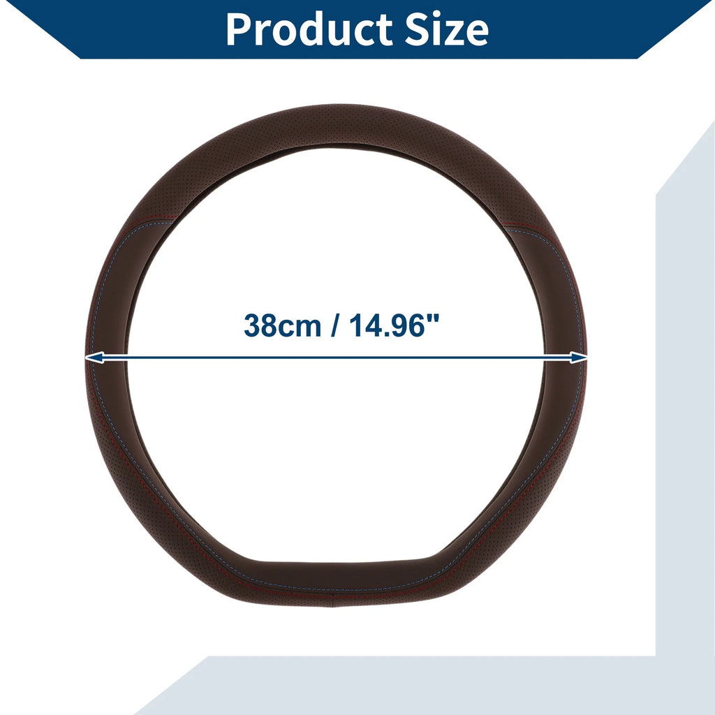 Steering Wheel Cover for Car (14.96", Deep Brown)