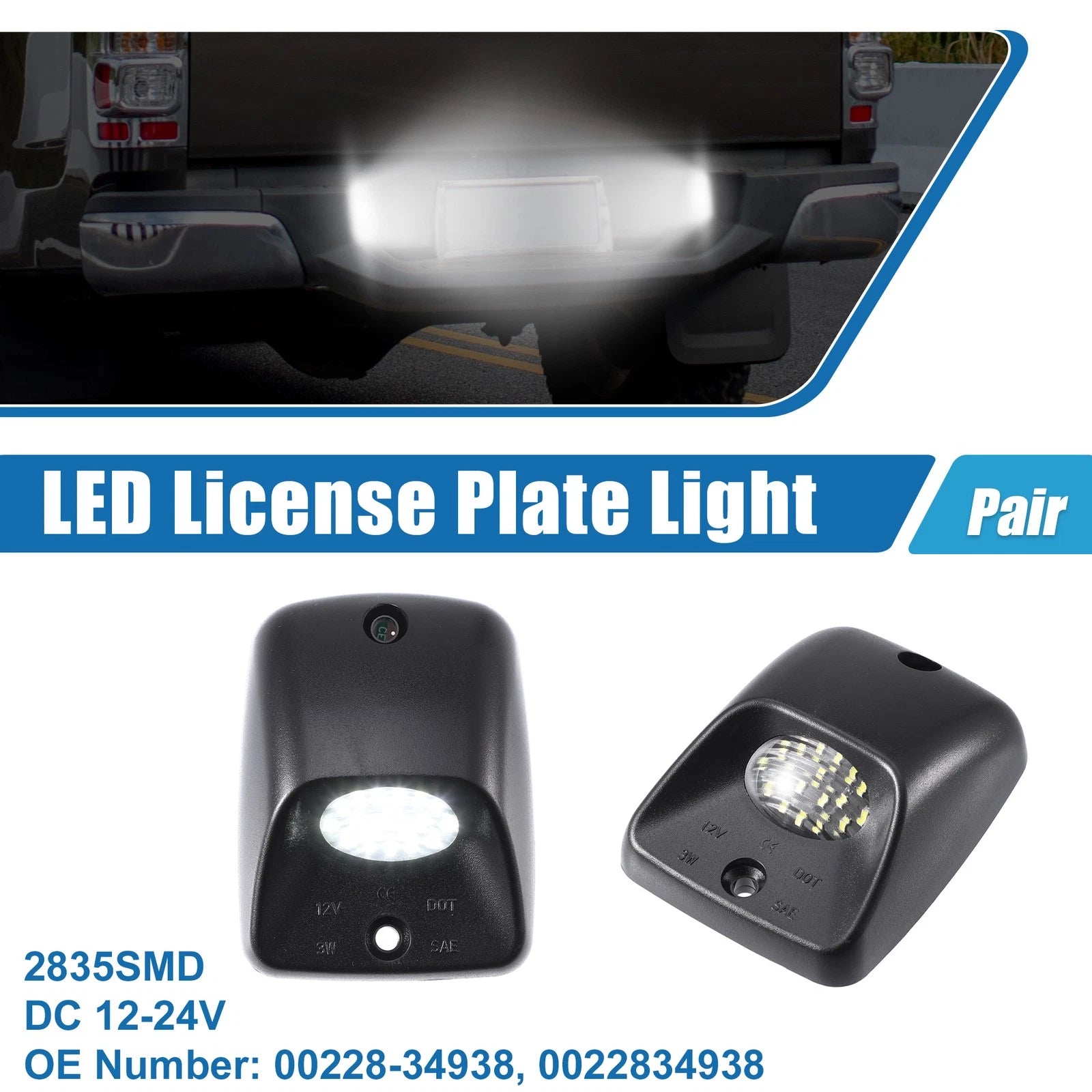 White LED License Plate Light Pair for Toyota (2000–2015)