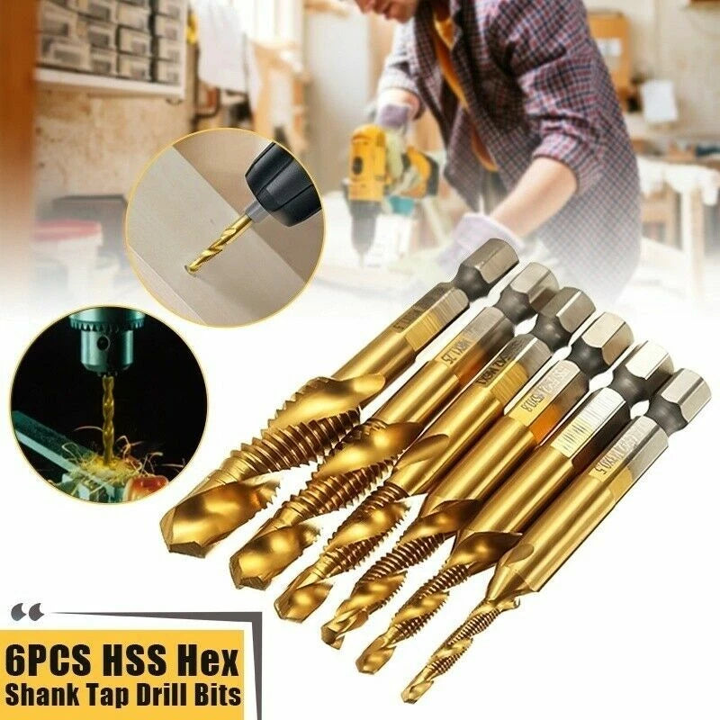6x M3-M10 HSS Metric Tap Hex Shank Bit