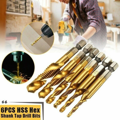 6x M3-M10 HSS Metric Tap Hex Shank Bit