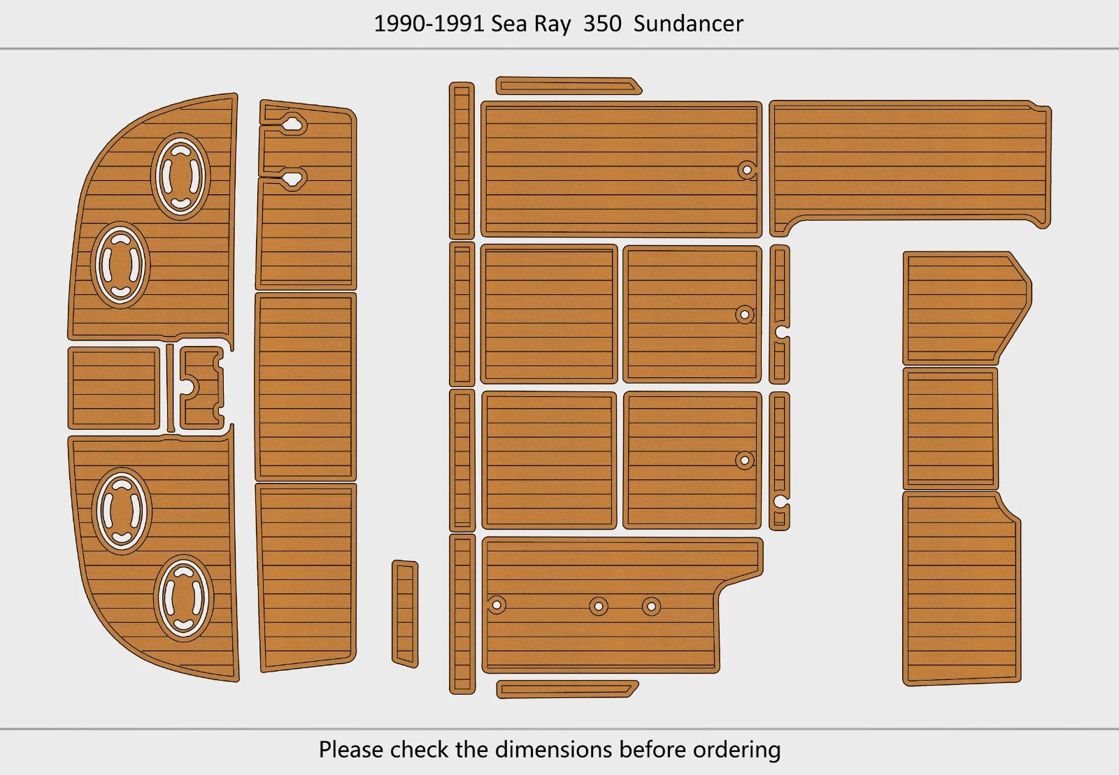 EVA Pad Foam Teak Deck Flooring for Sea Ray 350 Sundancer (1991)