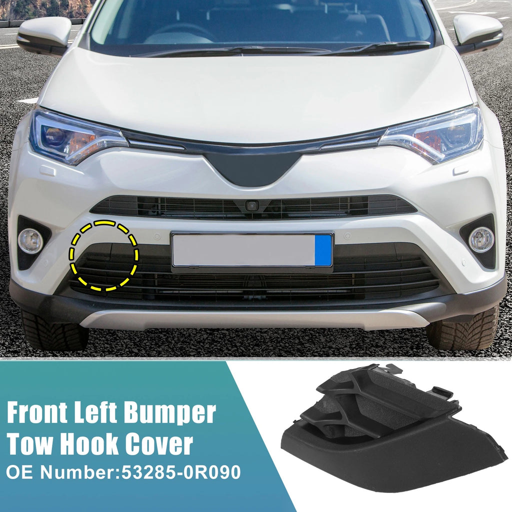 Front Right Tow Hook Cover Unpainted Black for Toyota RAV4 SE (2016–2018)